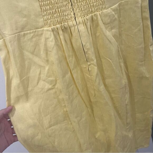 NWT Reformation Midi Dress Linen Butter Yellow Strapless Prescott size 12 - Picture 9 of 9